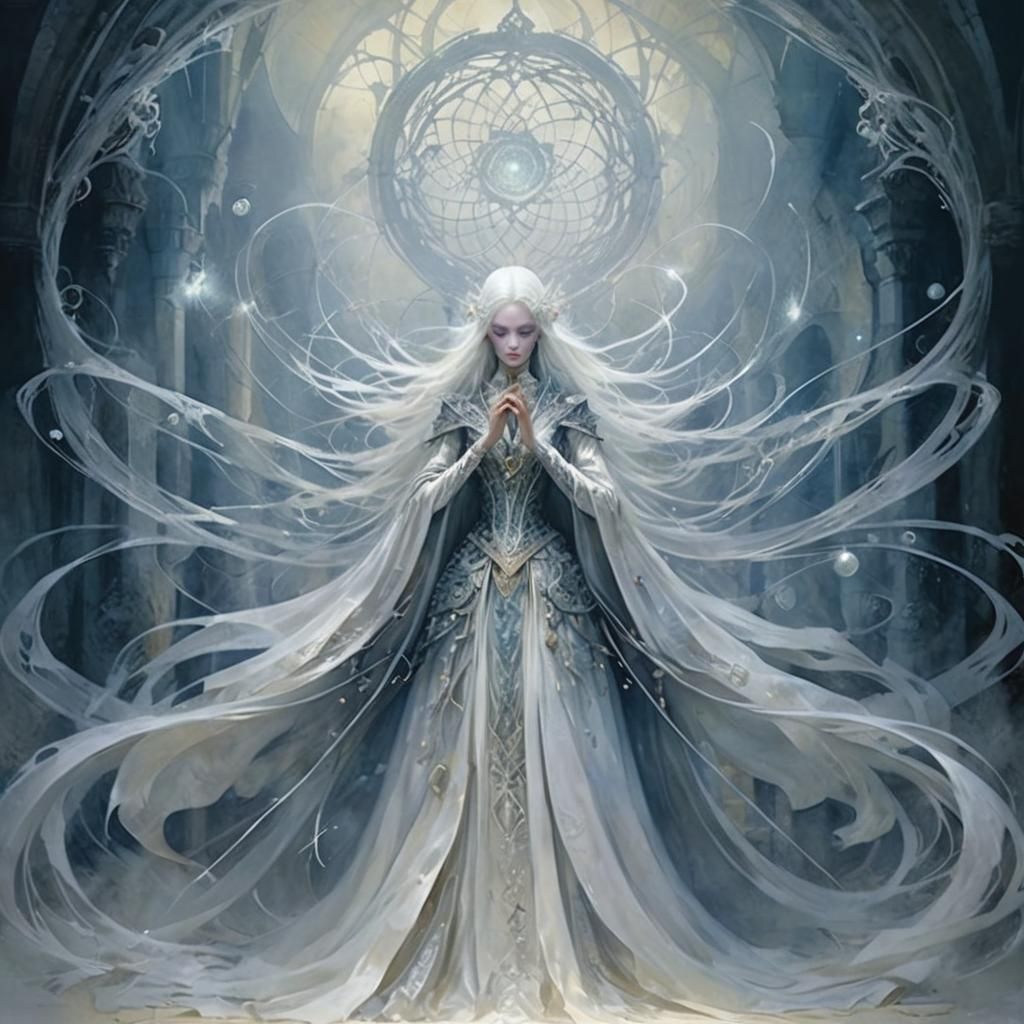 Female Mage Weaving Magic in Avant Garde Style