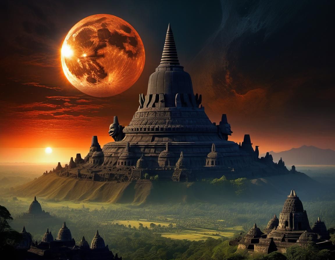 Warlord God on Distant Planet During Eclipse