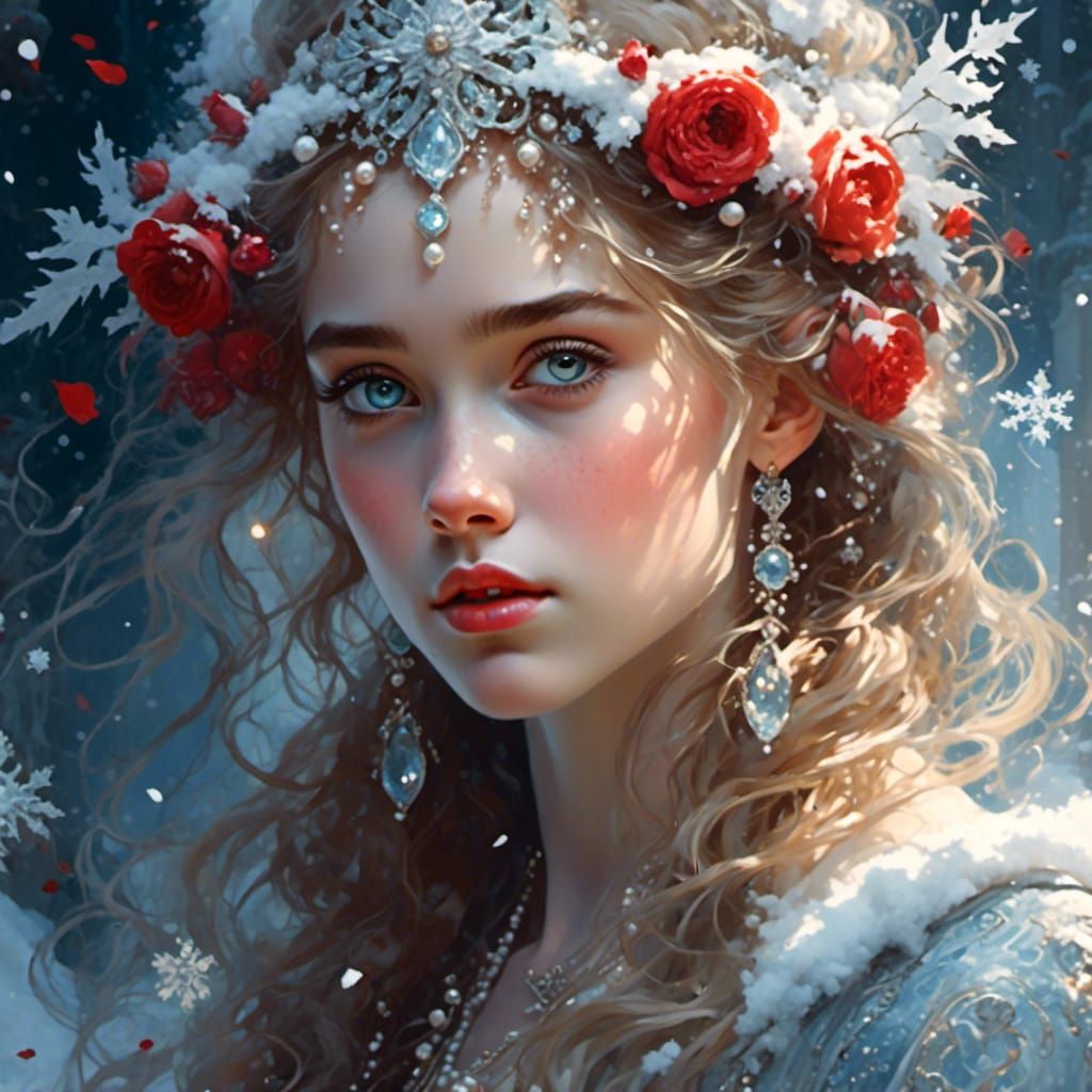 Snow Princess in Gouache and Watercolour Painting