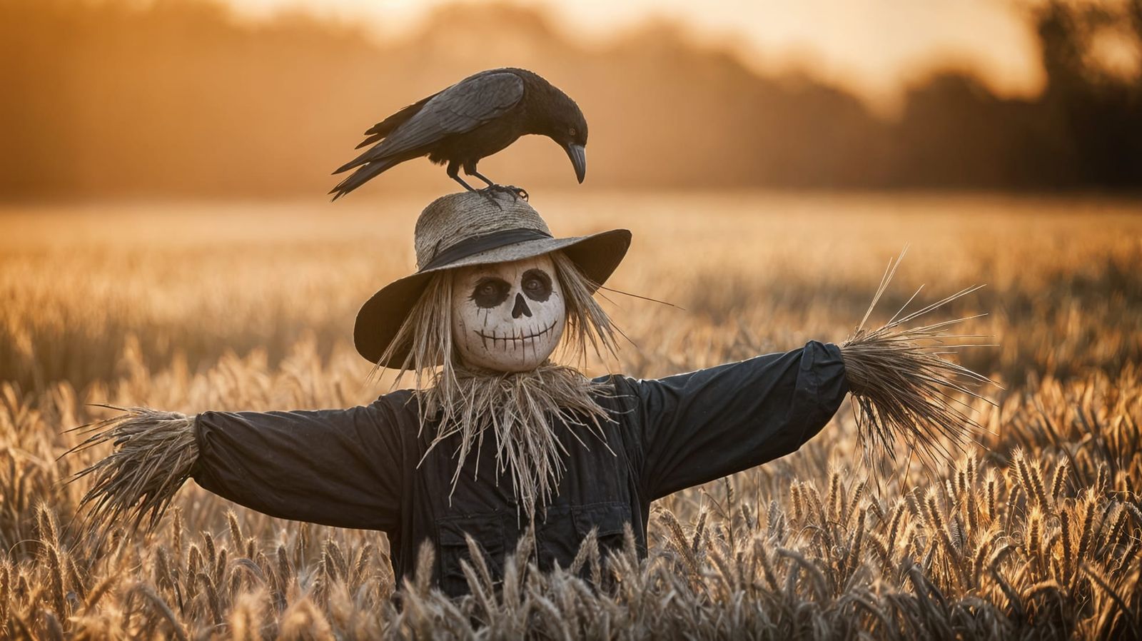 Scarecrow in Wheat Field: Gothic Art Photograph