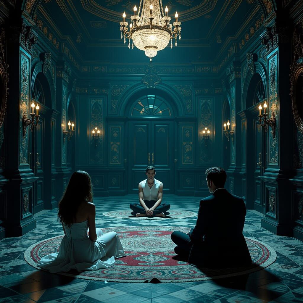 Ornate Room with Surreal Decor in Mystical Style