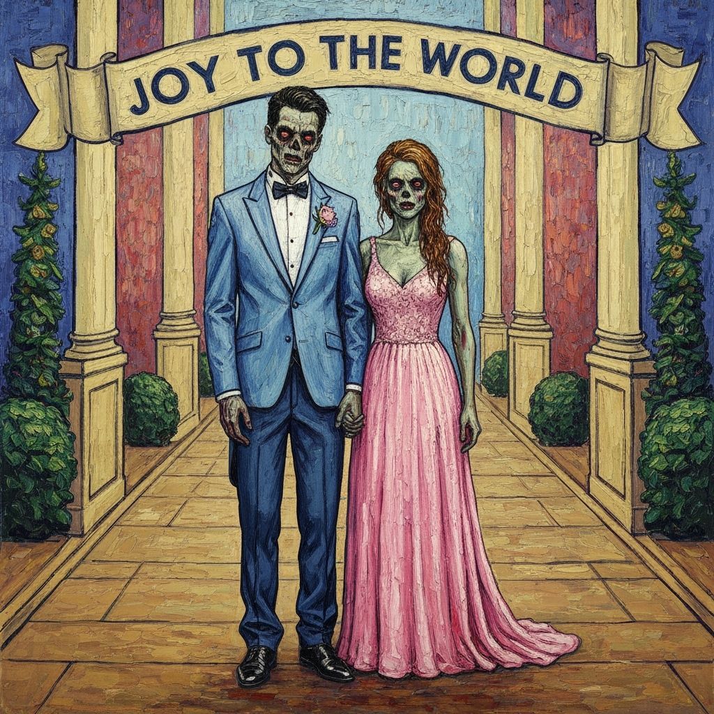 Zombie Couple Prom Portrait Oil Painting