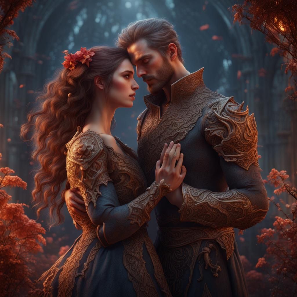 Eternal Love: Detailed Matte Painting in Deep Color