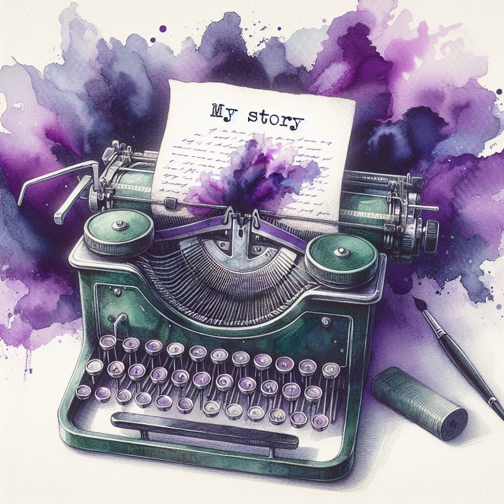 Abstract Watercolor Fusion With Vintage Typewriter