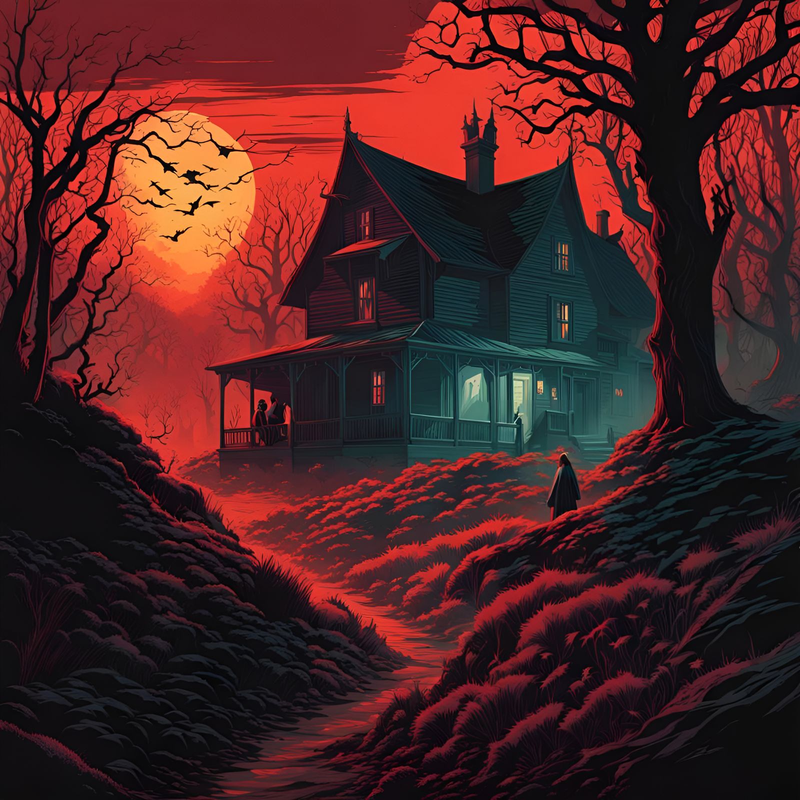 Haunted Village: Wraiths Glow at Sunset