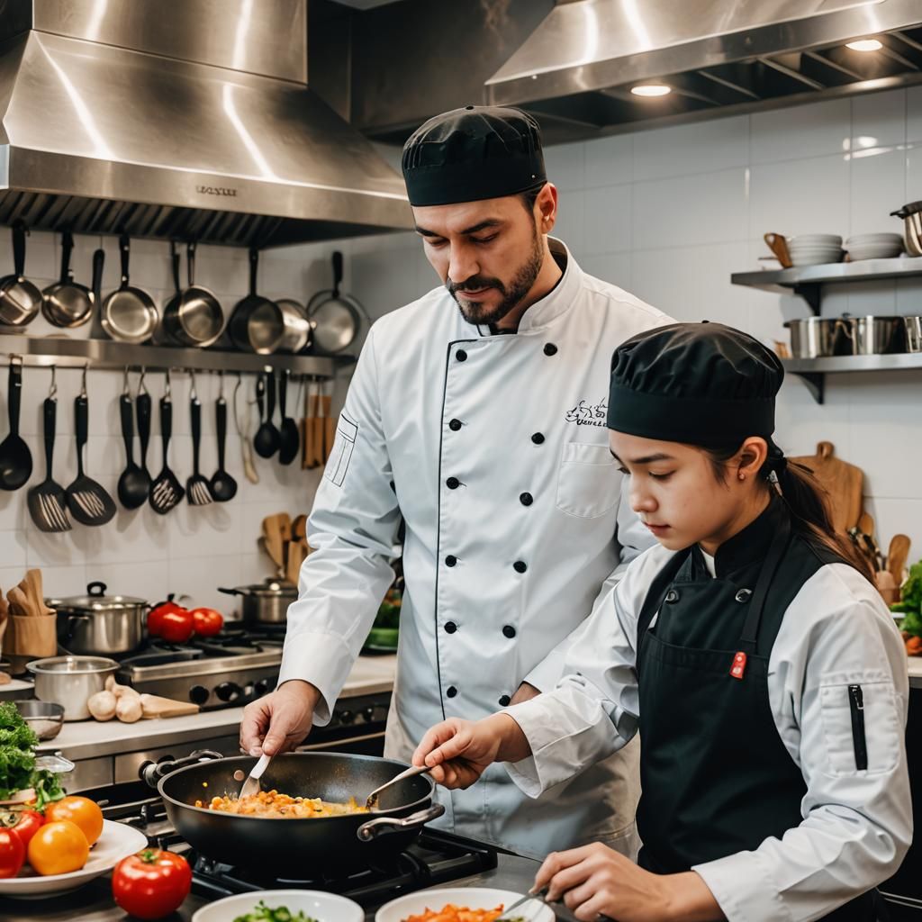 Chef and Apprentice Cooking Lesson