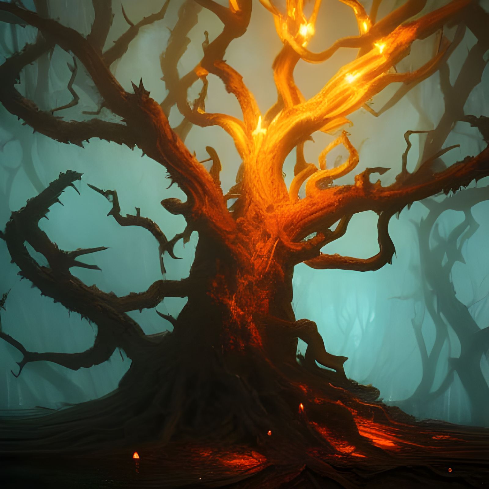 Menacing Ancient Tree: Dark Fantasy Concept Art