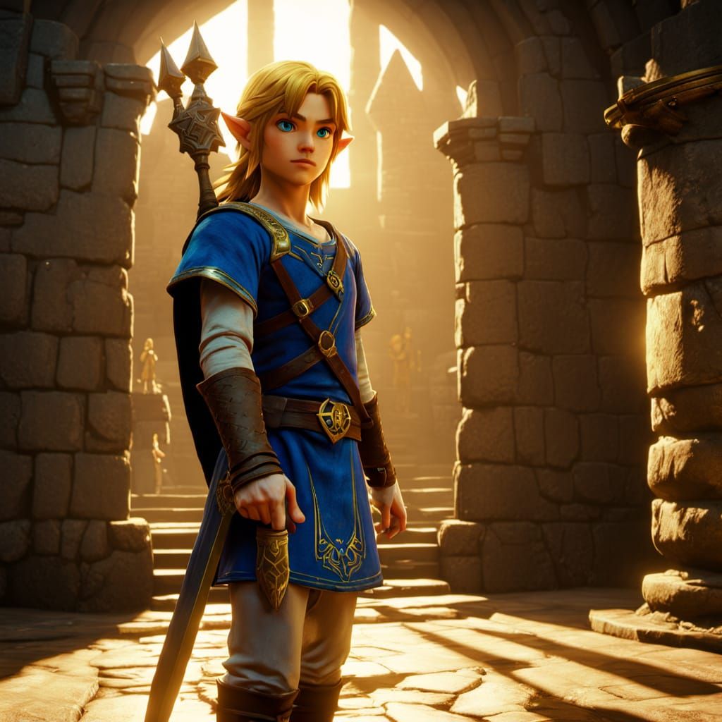 Link in Hyrule Castle: Epic Fantasy Art