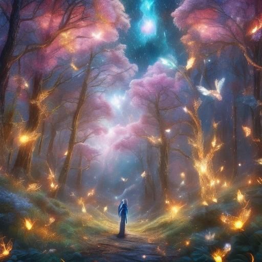 Dreamy Girl in Meadow with Butterflies, Fantasy Art