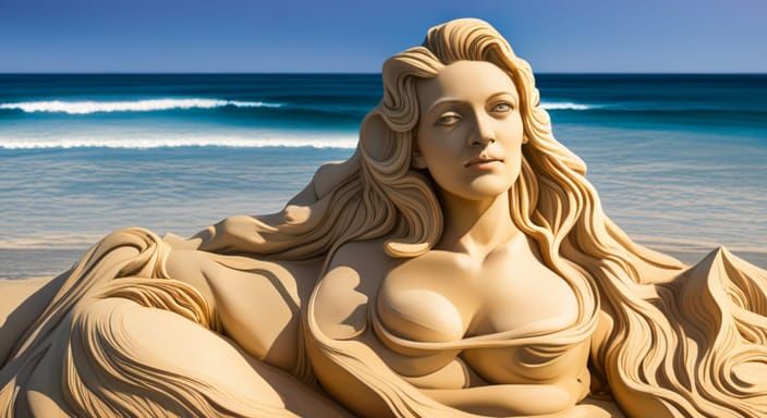 Detailed Sand Sculpture of Sea Goddess