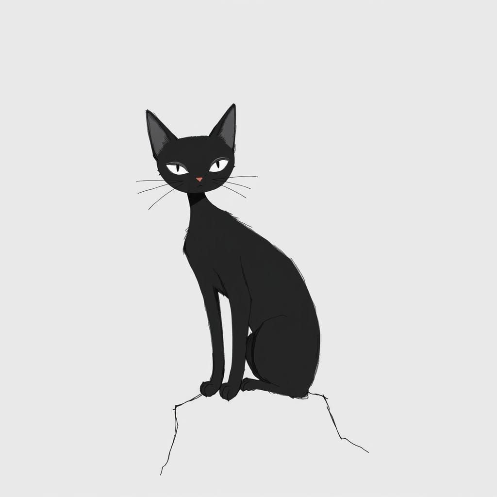 Elegant Monochromatic Cat in Minimalist 8K Art Style