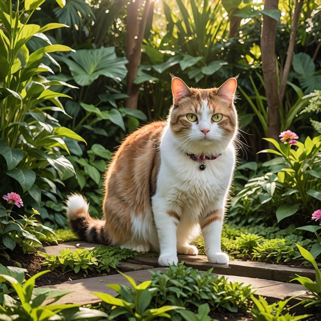 Cute Cat Doing Yoga in a Sunny Garden