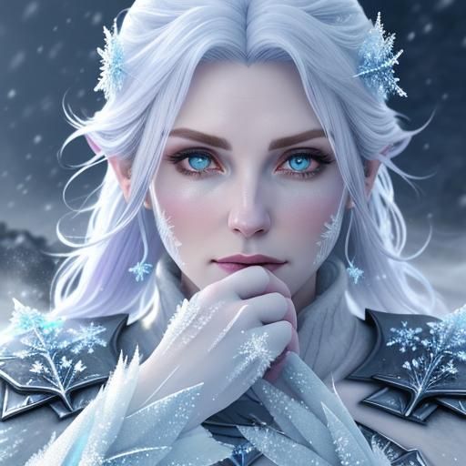 Skyrim Mage Casting Frost Spell in Digital Painting Style