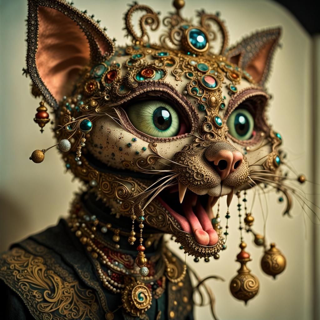 Gothic Baroque Cat Puppet Portrait