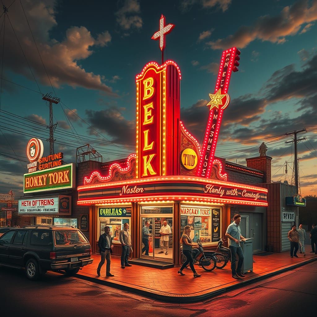 Surrealist Honky Tonk Dreamscape in Hypermodern Style