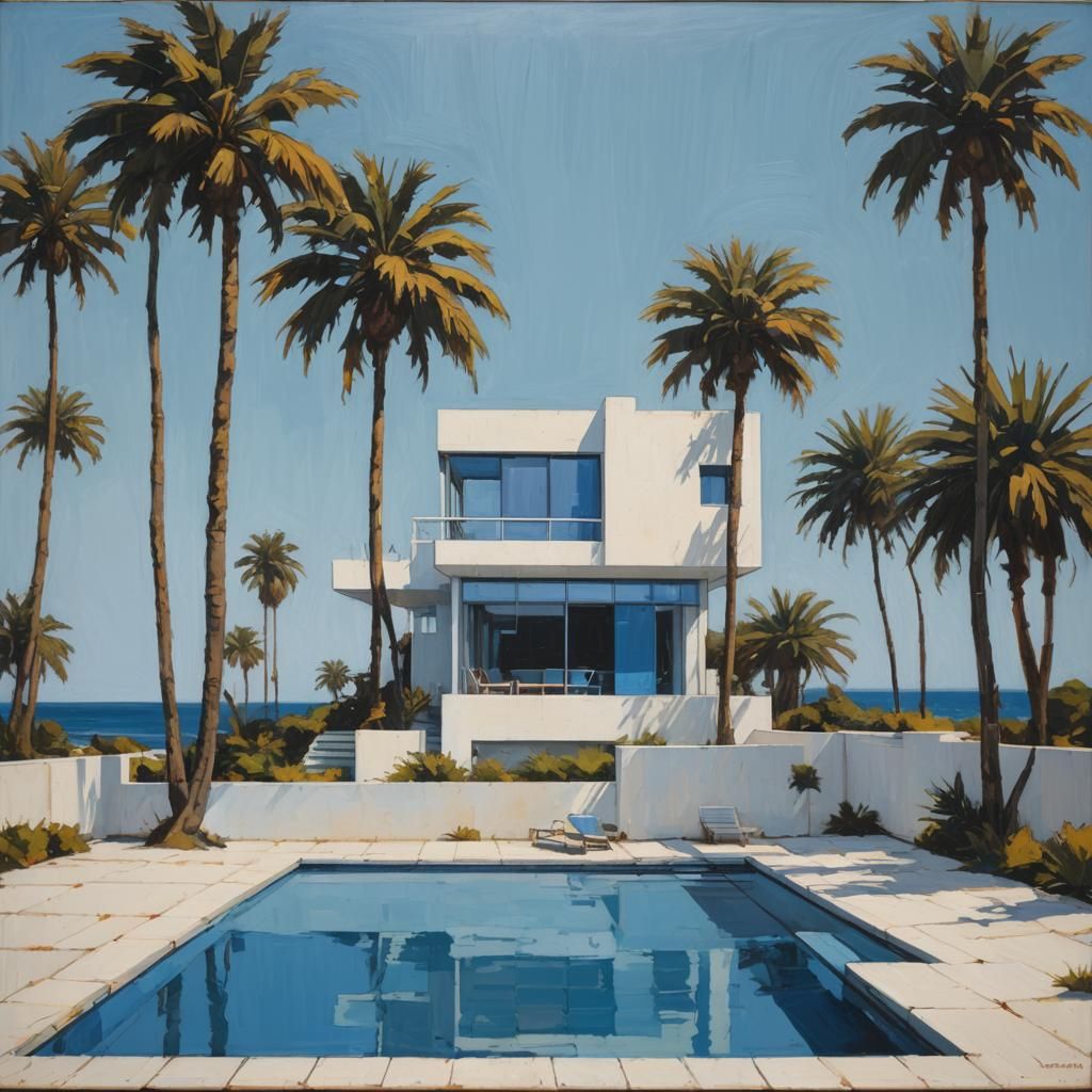 Mondrian Style Beach House with Neon Accents