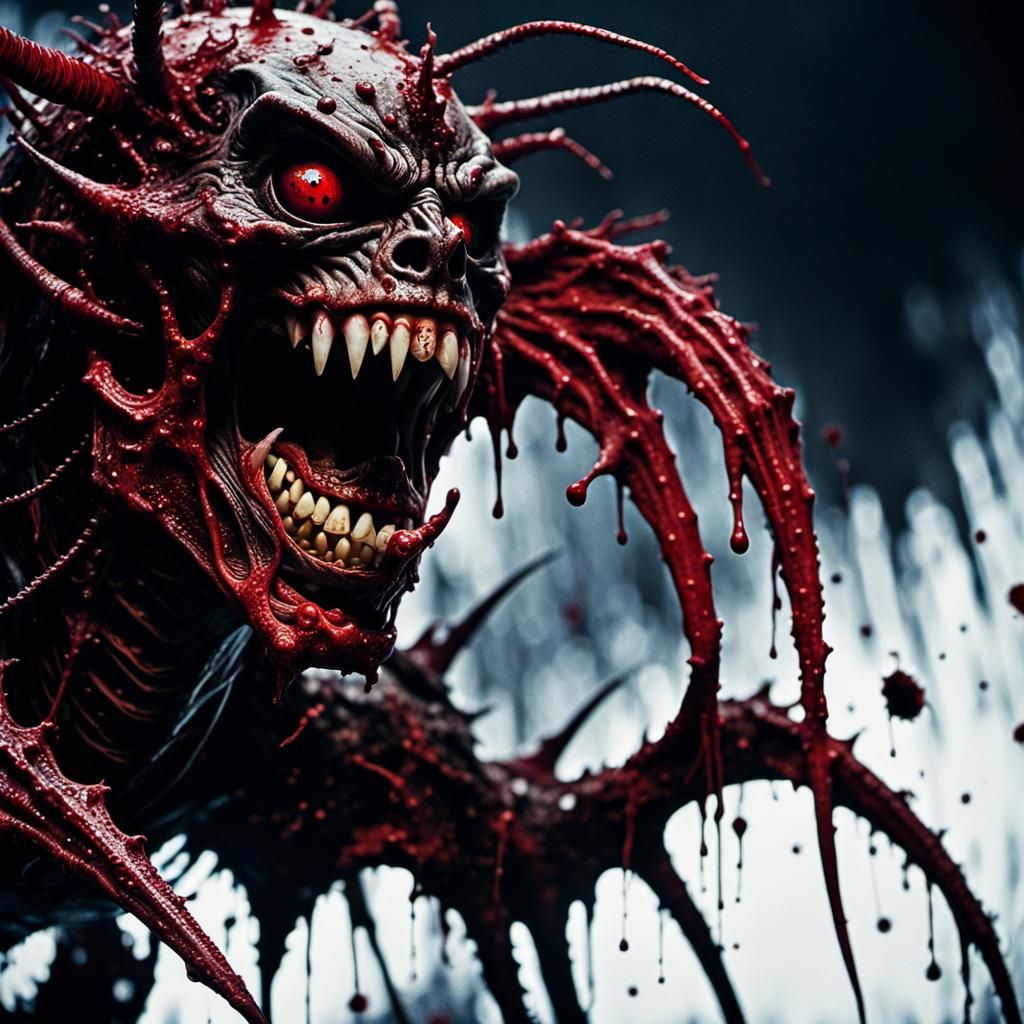 Unveiling the Monstrous Visage: The Horrifying Close-Up of a...