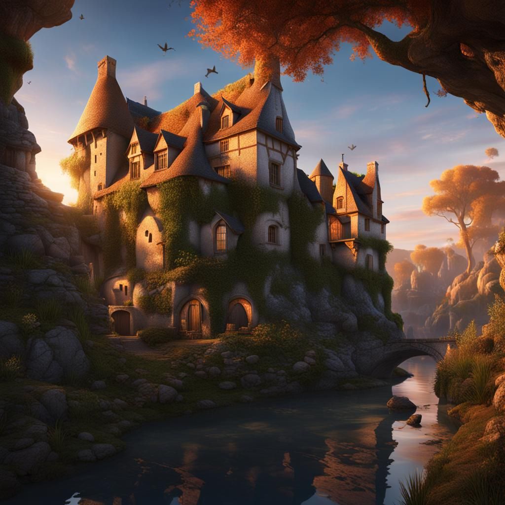 Loire Valley Troglodyte Houses at Sunset