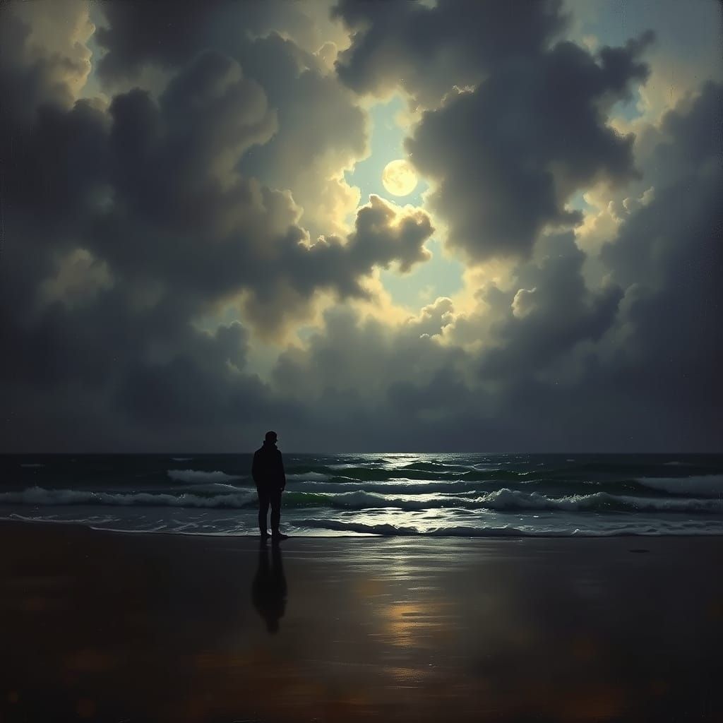 Mysterious Ocean Shoreline at Dusk