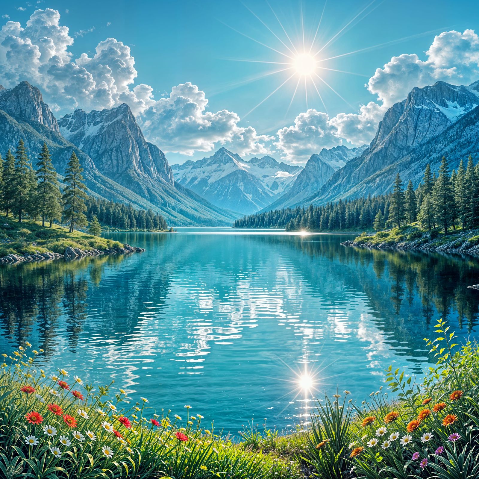 Crystal Lake on a Sunny Day in Beautiful Nature