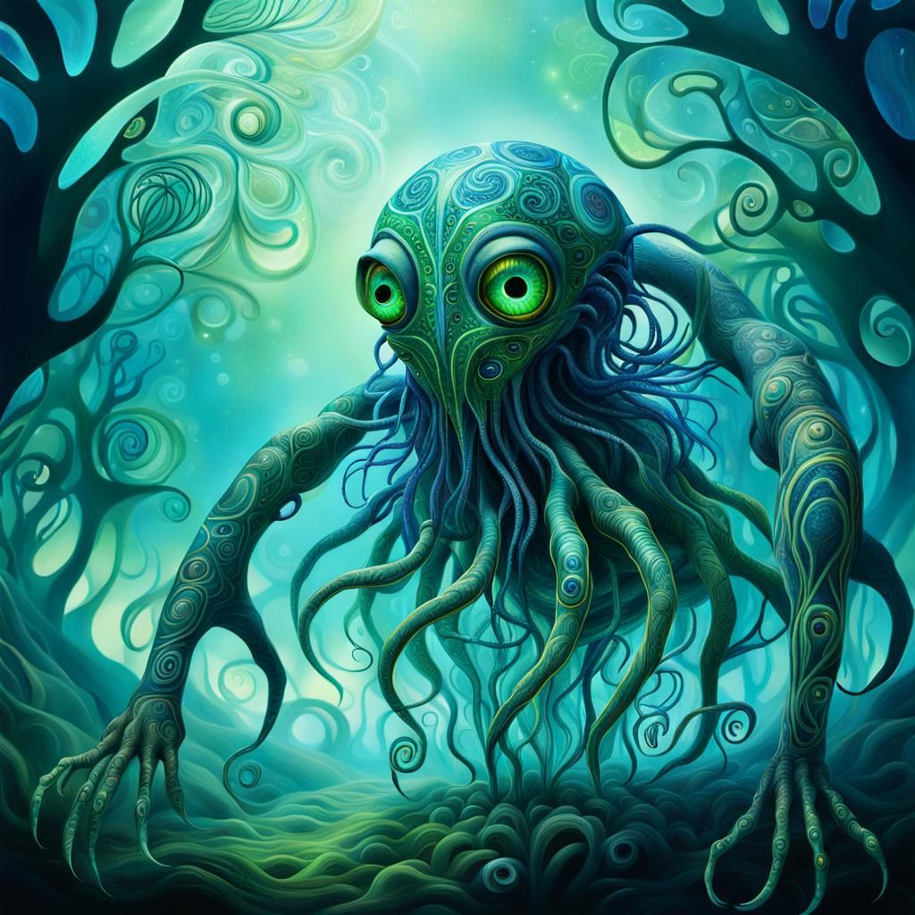 Surreal Biometric Creature in Massurrealist Style