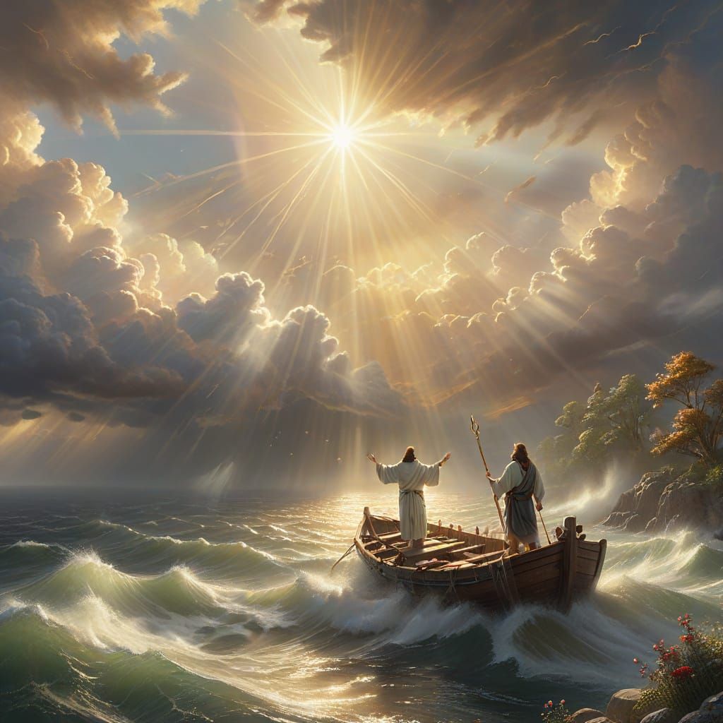 Jesus Calms Storm With Divine Heavenly Sunshine