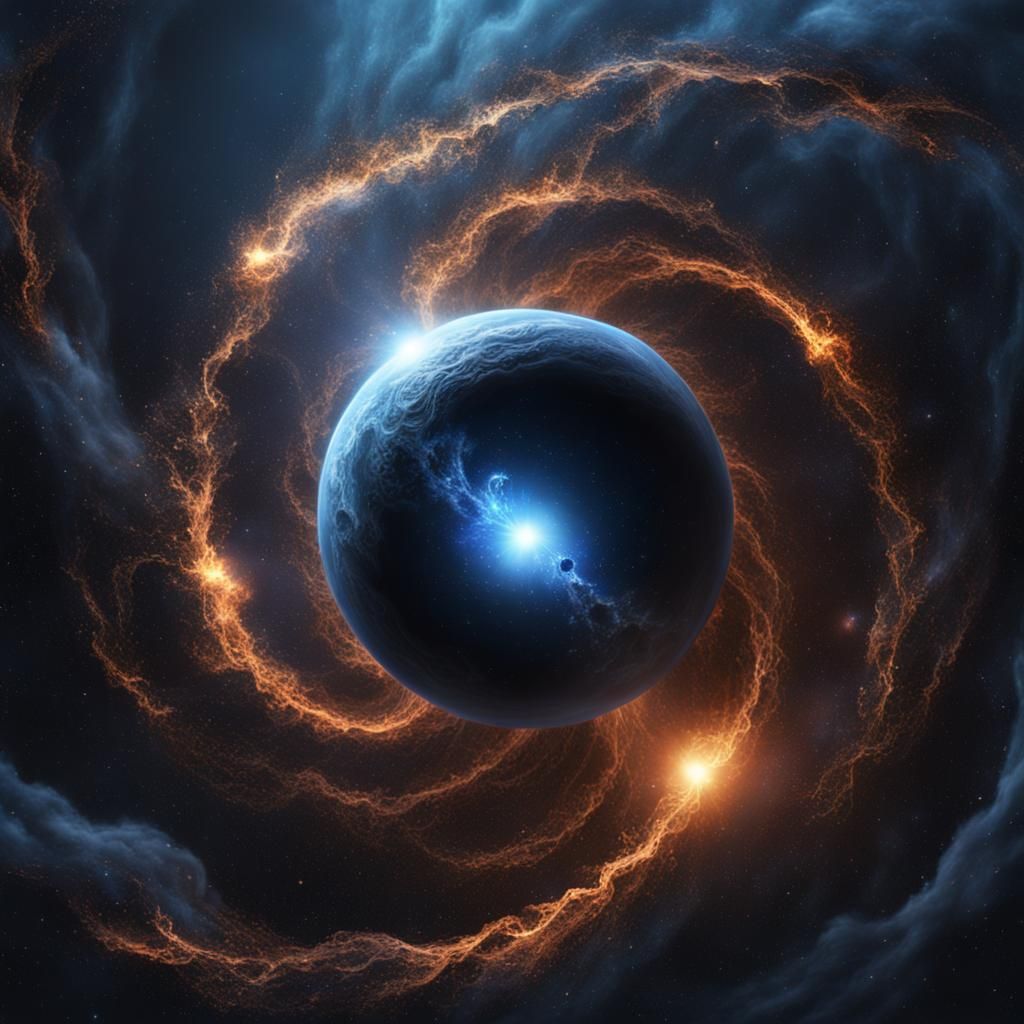 Black Hole in Blue Nebula, Detailed Matte Painting