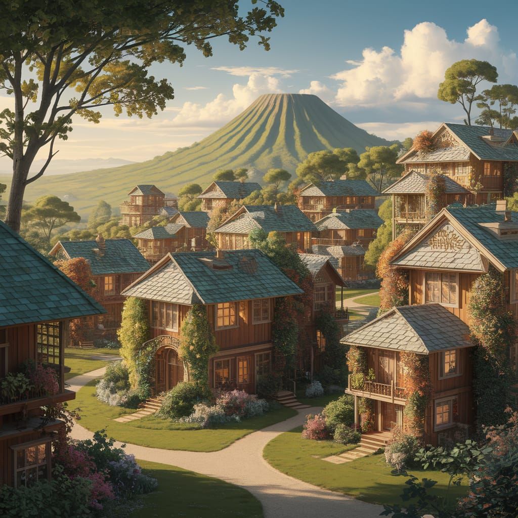Solarpunk Community on a Dormant Volcano