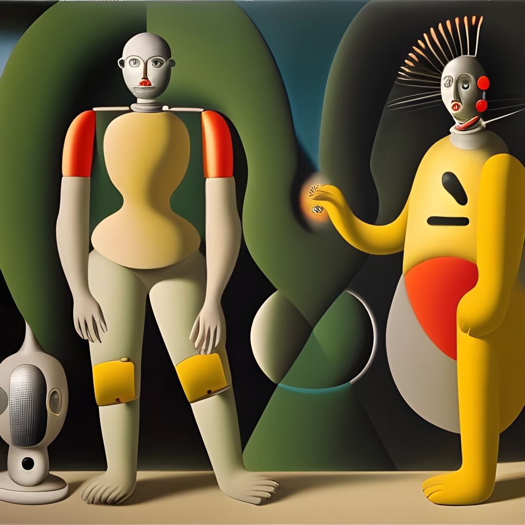 Alien Robots Converse: A Surrealist Portrait