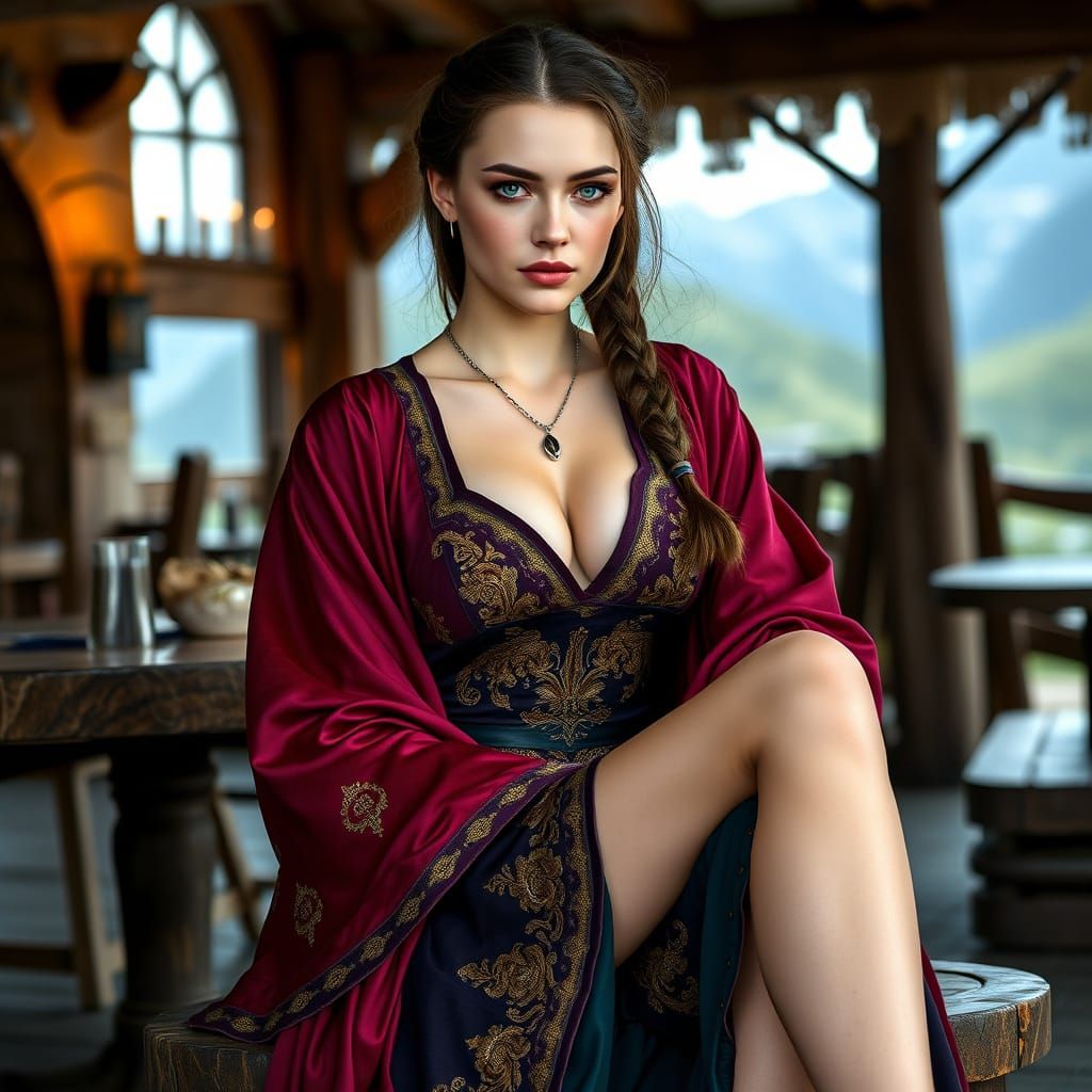Elegant Viking Supermodel in Regal Attire