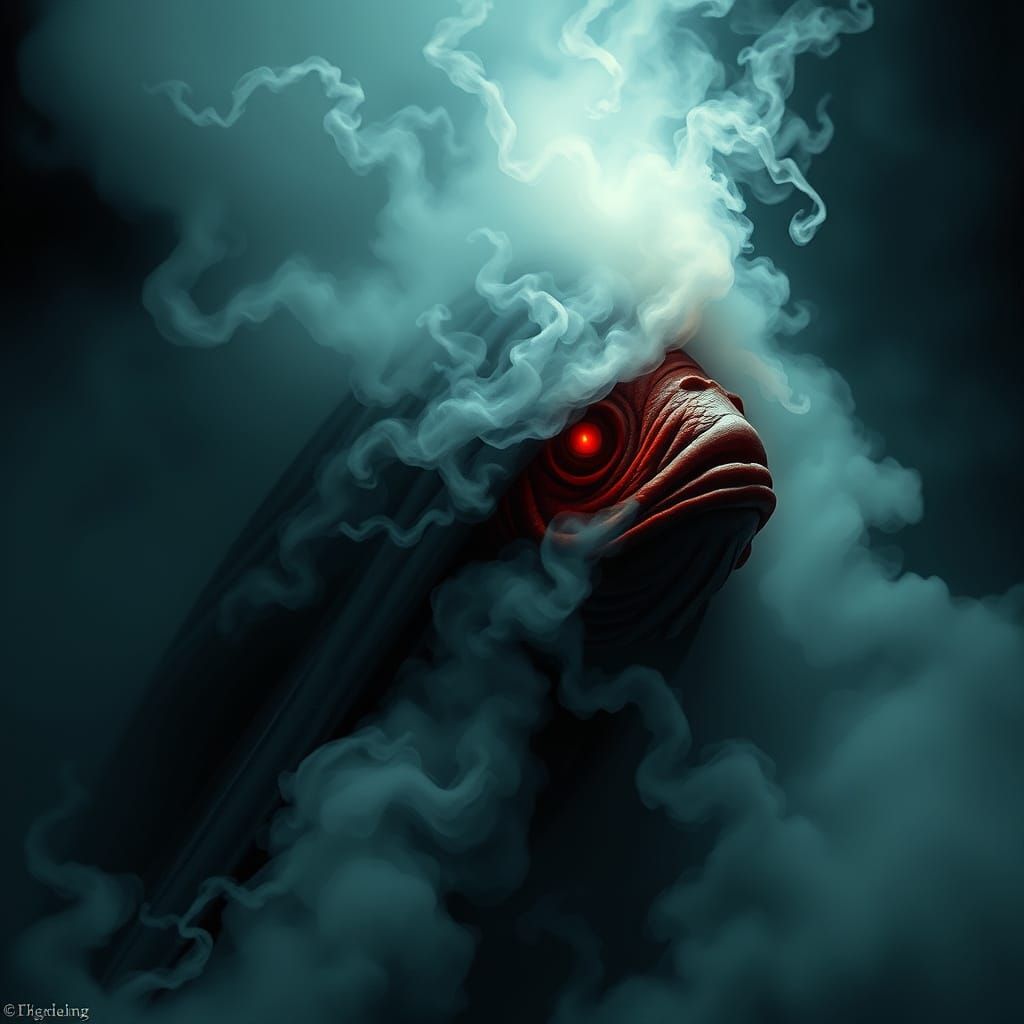 Mysterious FishMan in Dark, Surreal Vapors