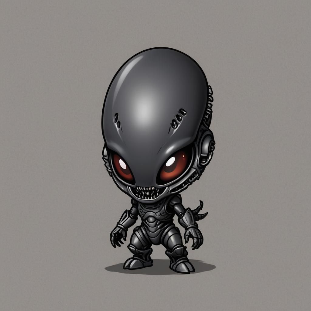 Cute Chibi Xenomorph Character Design