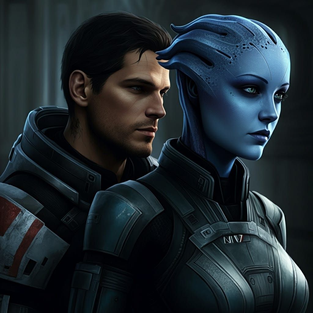 Commander Shepard and Liara T'Soni in Hyperrealistic Cinemat...