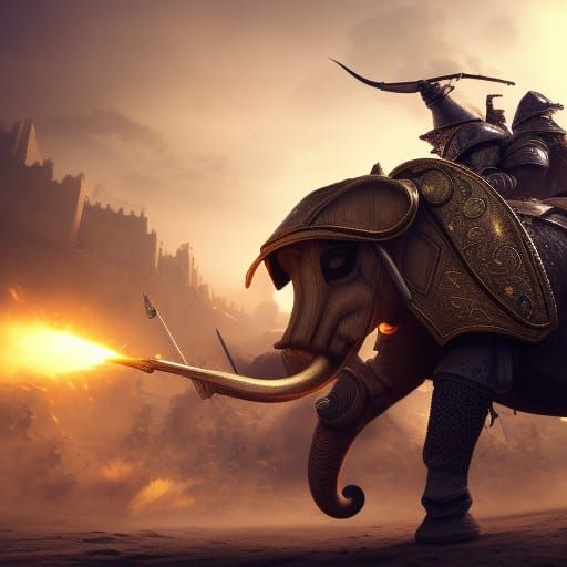Epic Battle: Knight and Armored War Elephant