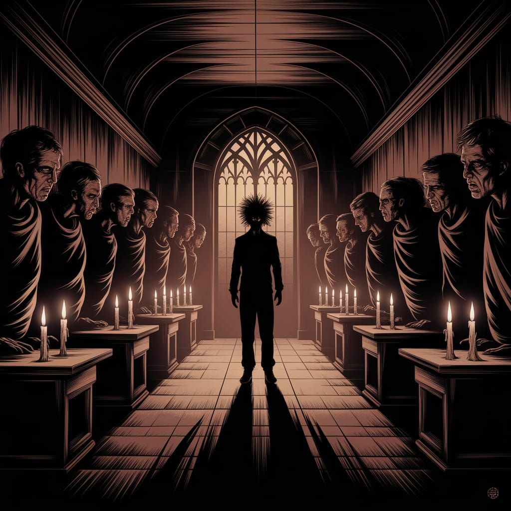 Gothic Asylum at Night, Inspired by Dark Literary Works