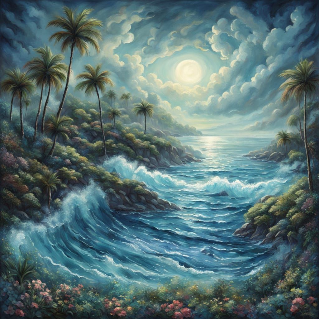 Fantasy Beach Morning Landscape Painting