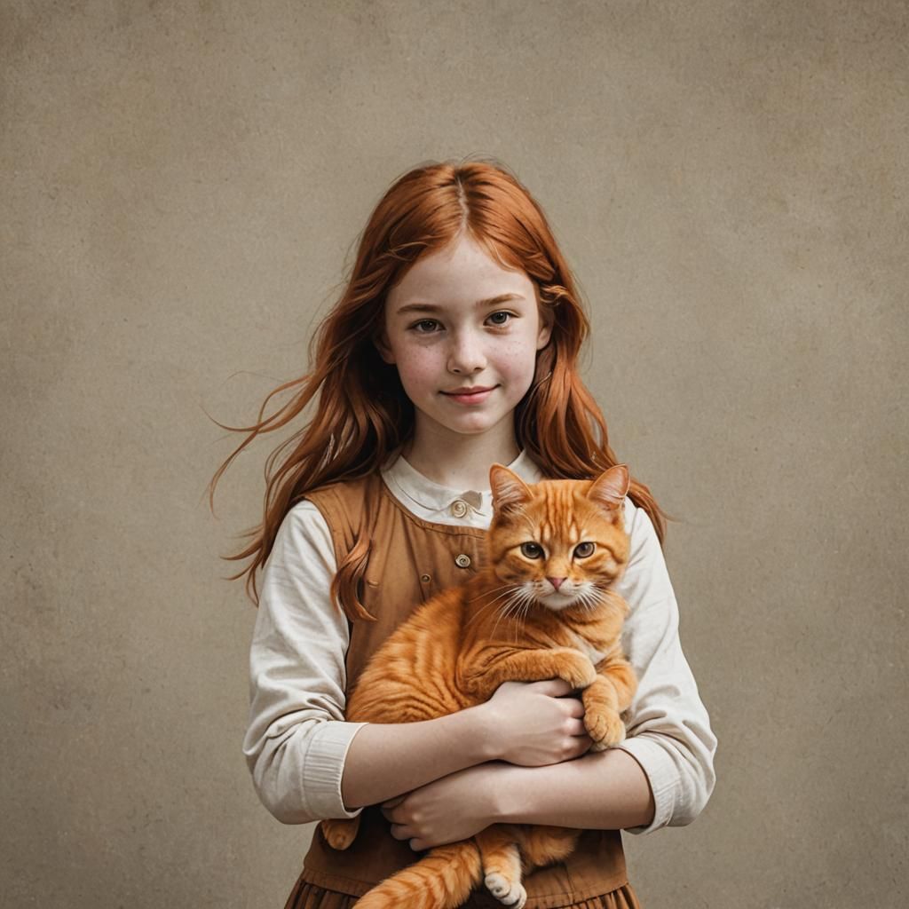 Girl Holding Orange Cat