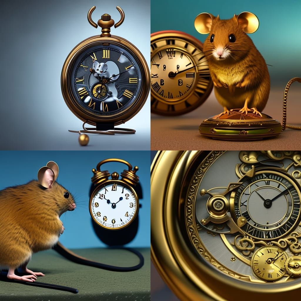 Mouse and Pocket Watch in Detailed Digital Art