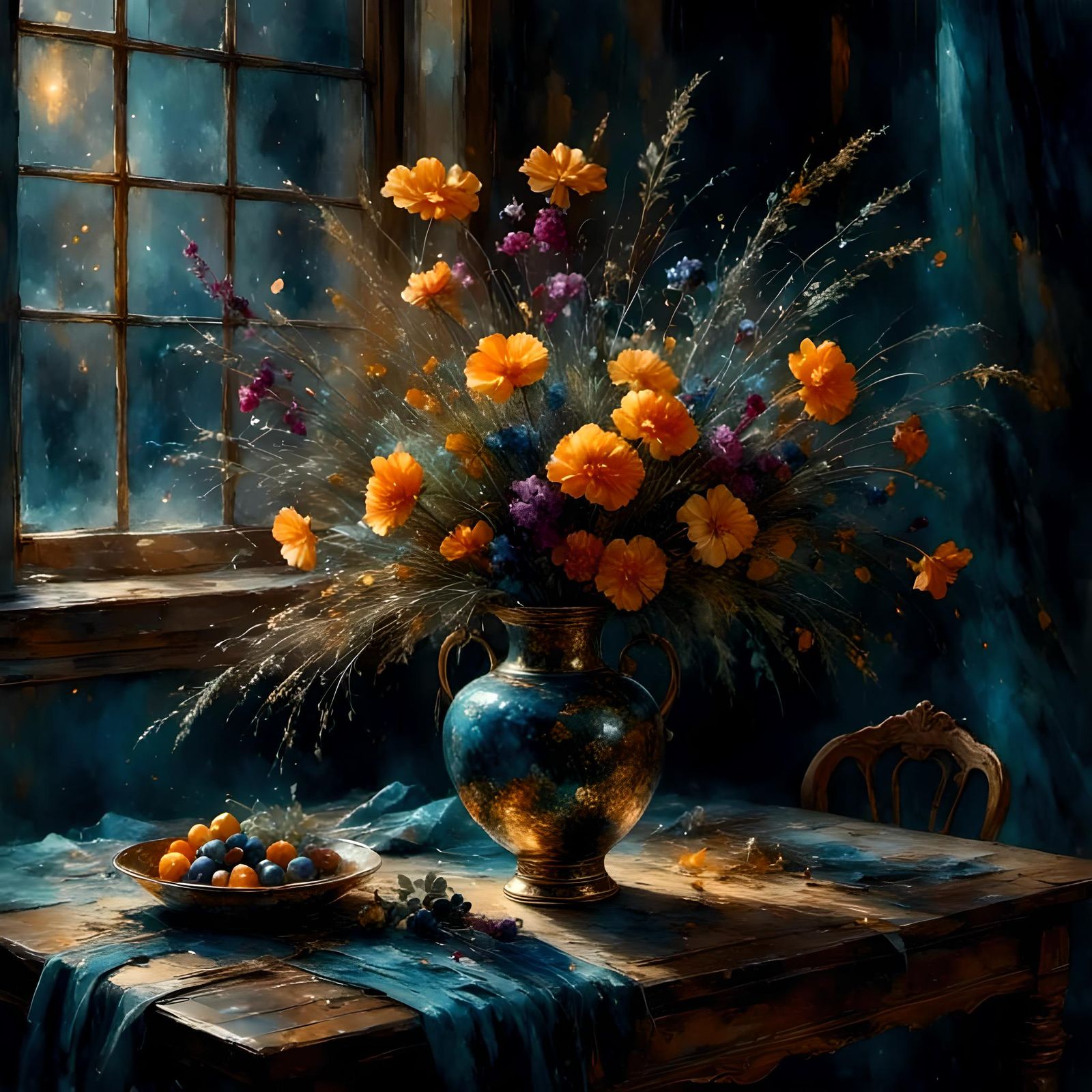 Ceramic Vase with Sage and Cedarwood Flowers