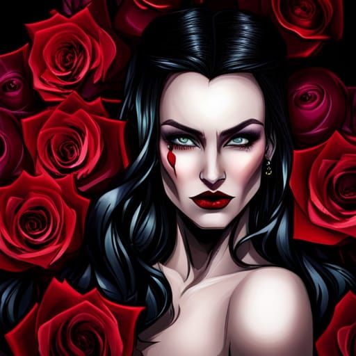 Gothic Queen of Hearts in Roses