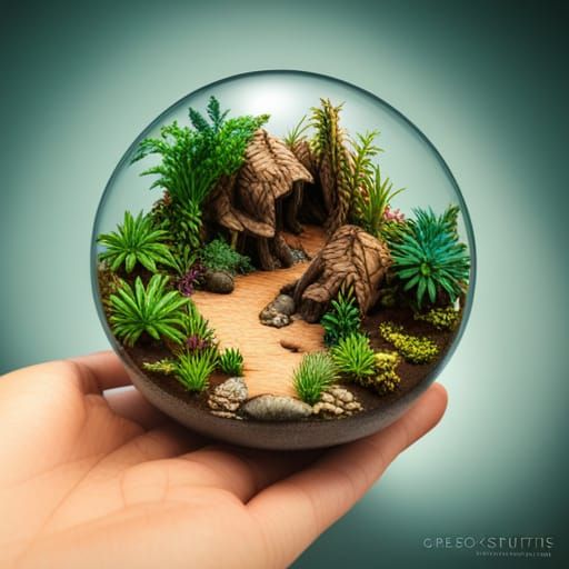 Miniature Jurassic Park Terrarium: Hyperdetailed Concept Art