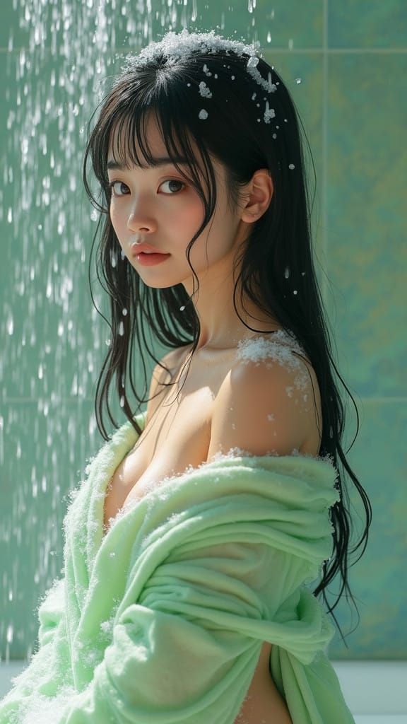 Hyperrealistic Japanese Beauty in Vibrant Gradient Hues