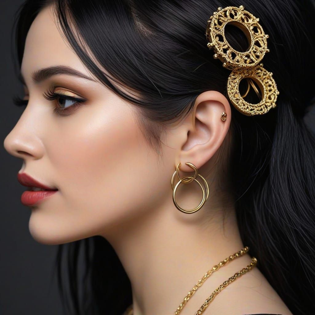 Goth Goddess Adorns Herself with Golden Piercings