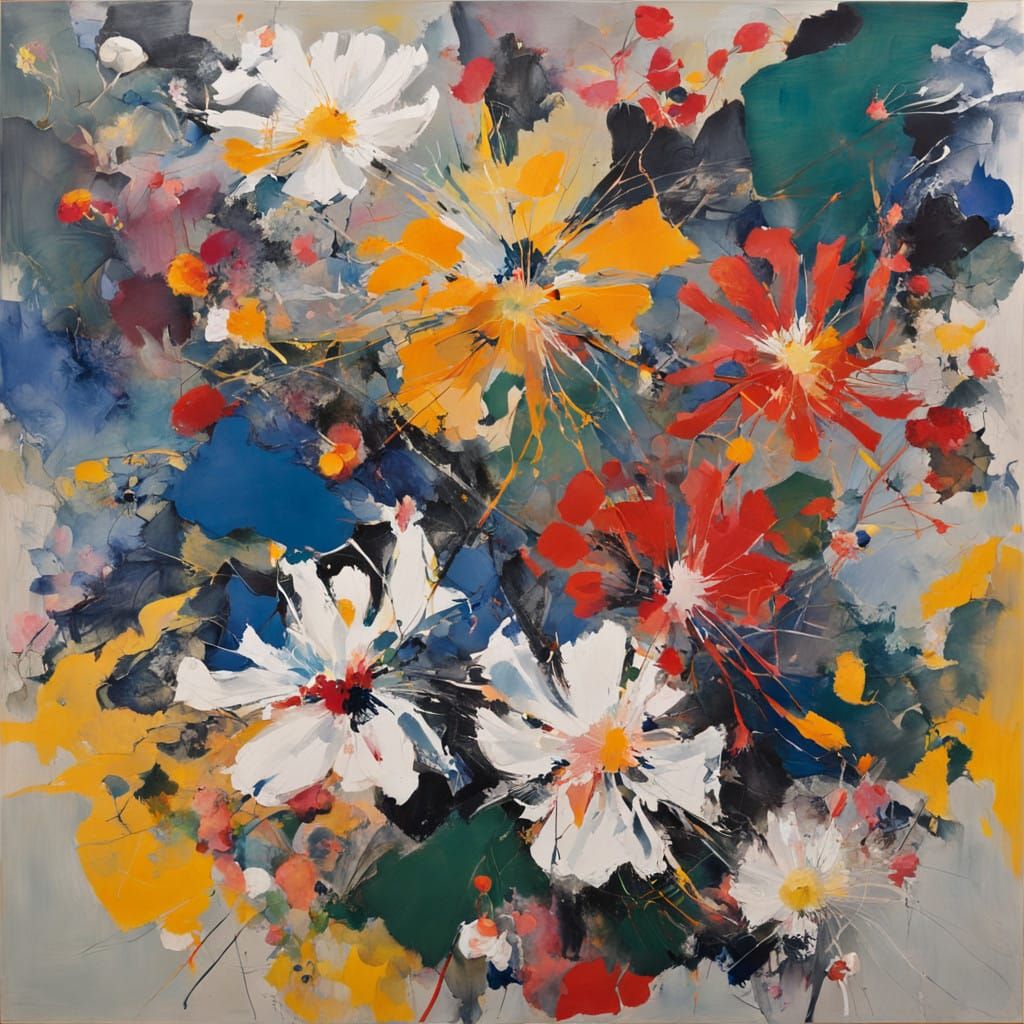 Vibrant Bloom Emerges from Shattered Mirror in Expressive Go...