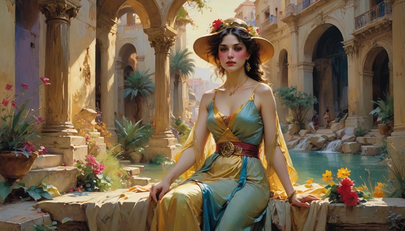 Xanadu Pleasure Dome: Golden Hour Pino Daeni Style