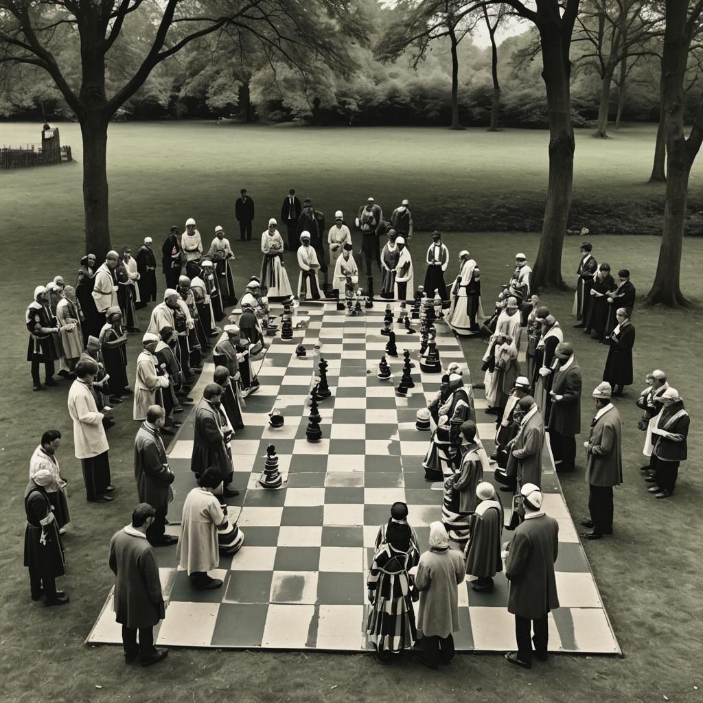 Human Chess Game in Country Park