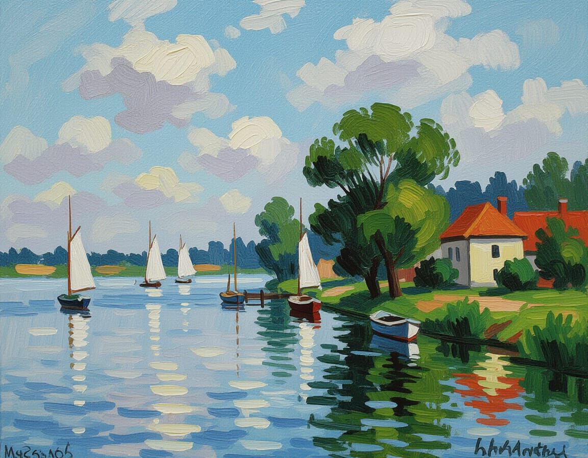 Grandiose Waterscape in Impressionist Style