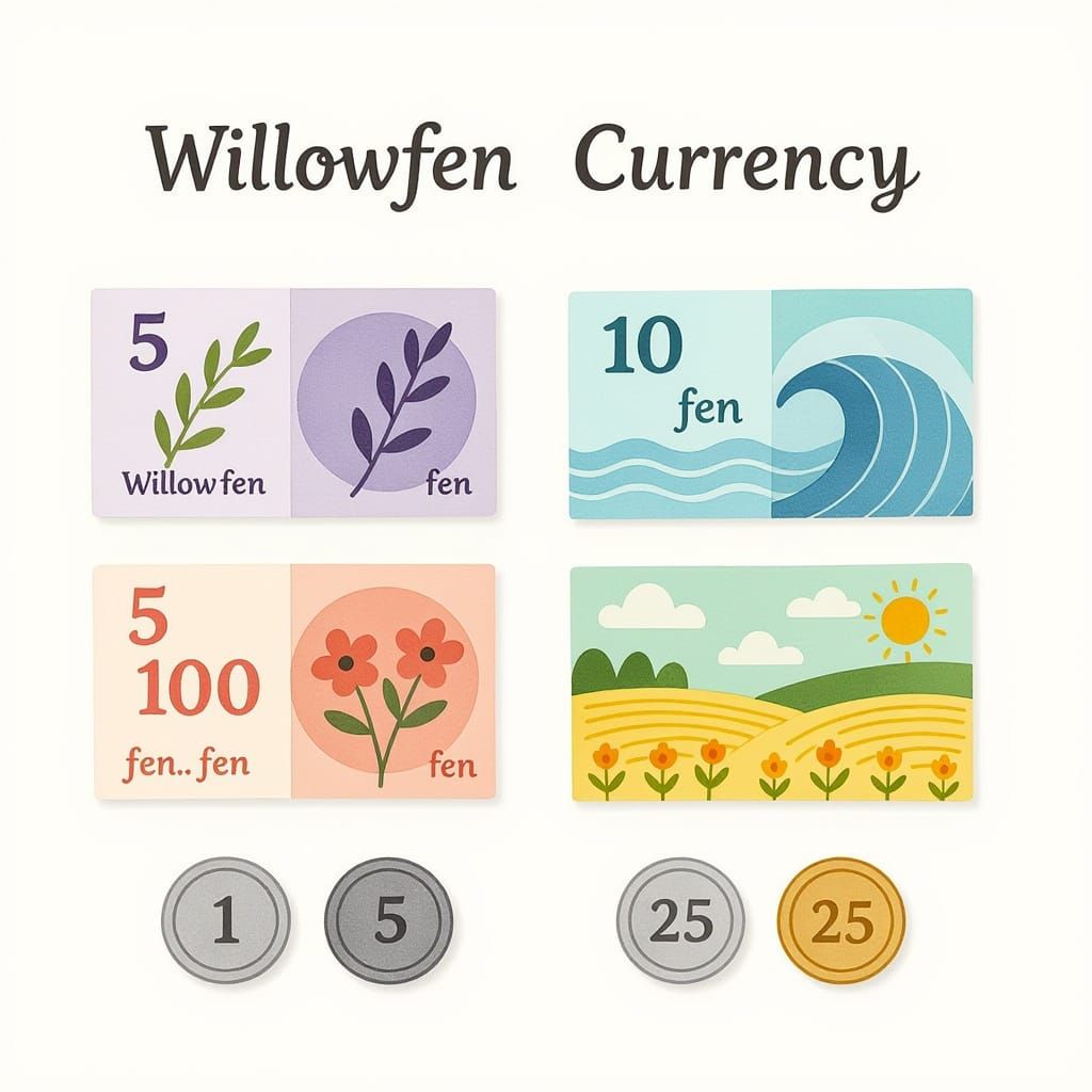 Charming Willowfen Currency Illustration in Watercolor Style
