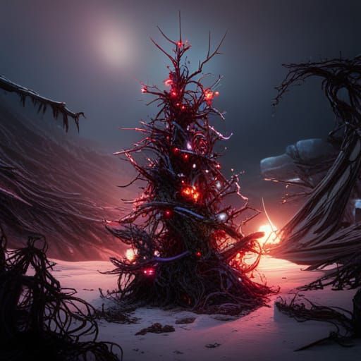 Detailed Matte Painting of a Dead Christmas Tree