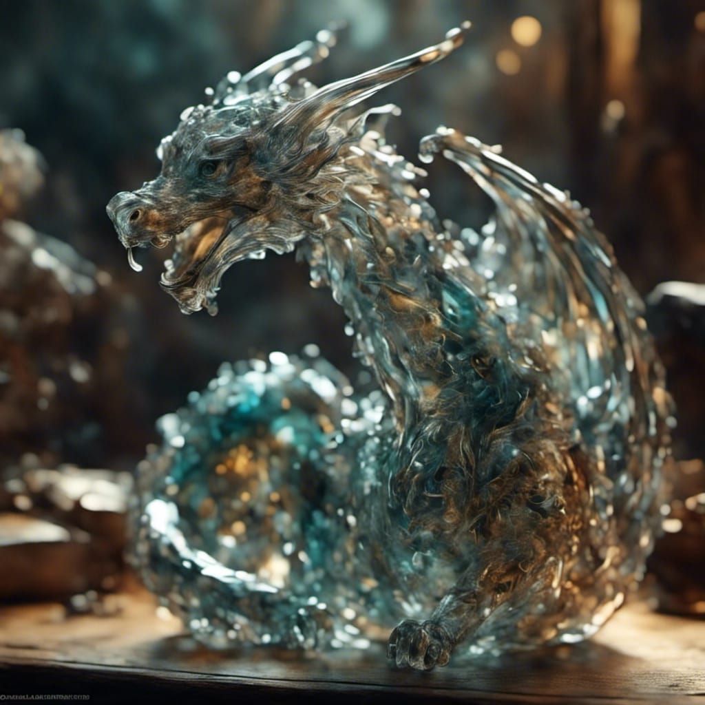 Adorable Glass Dragon Portrait in Anime Style